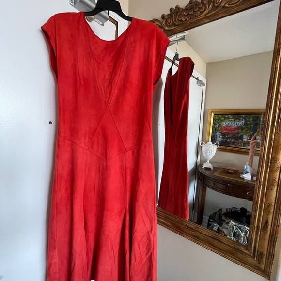 Red Suede Dress Size Small - Picture 1 of 9